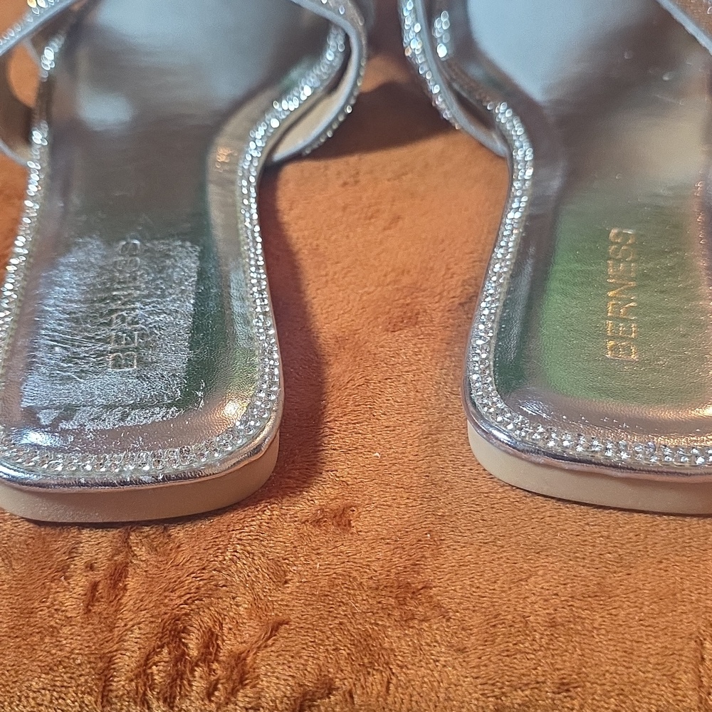 BERNESSSilver STUDDED  Slide Sandals - Picture 9 of 10